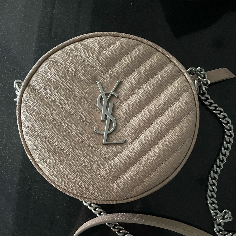 Yves Saint Laurent Tan Chevron Quilted Crossbody Bag